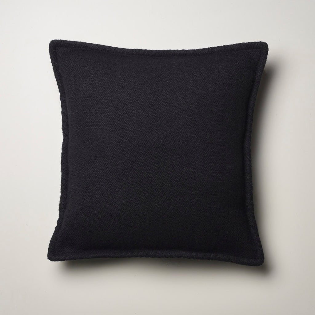 CASHMERE PILLOW WITH SUEDE DETAIL · BLACK