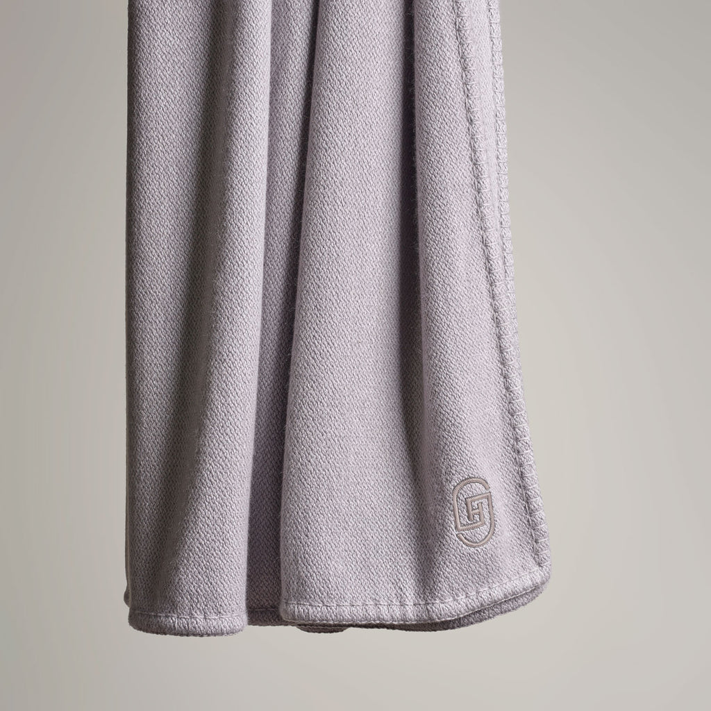 CASHMERE THROW WITH LEATHER DETAIL · CLOUD