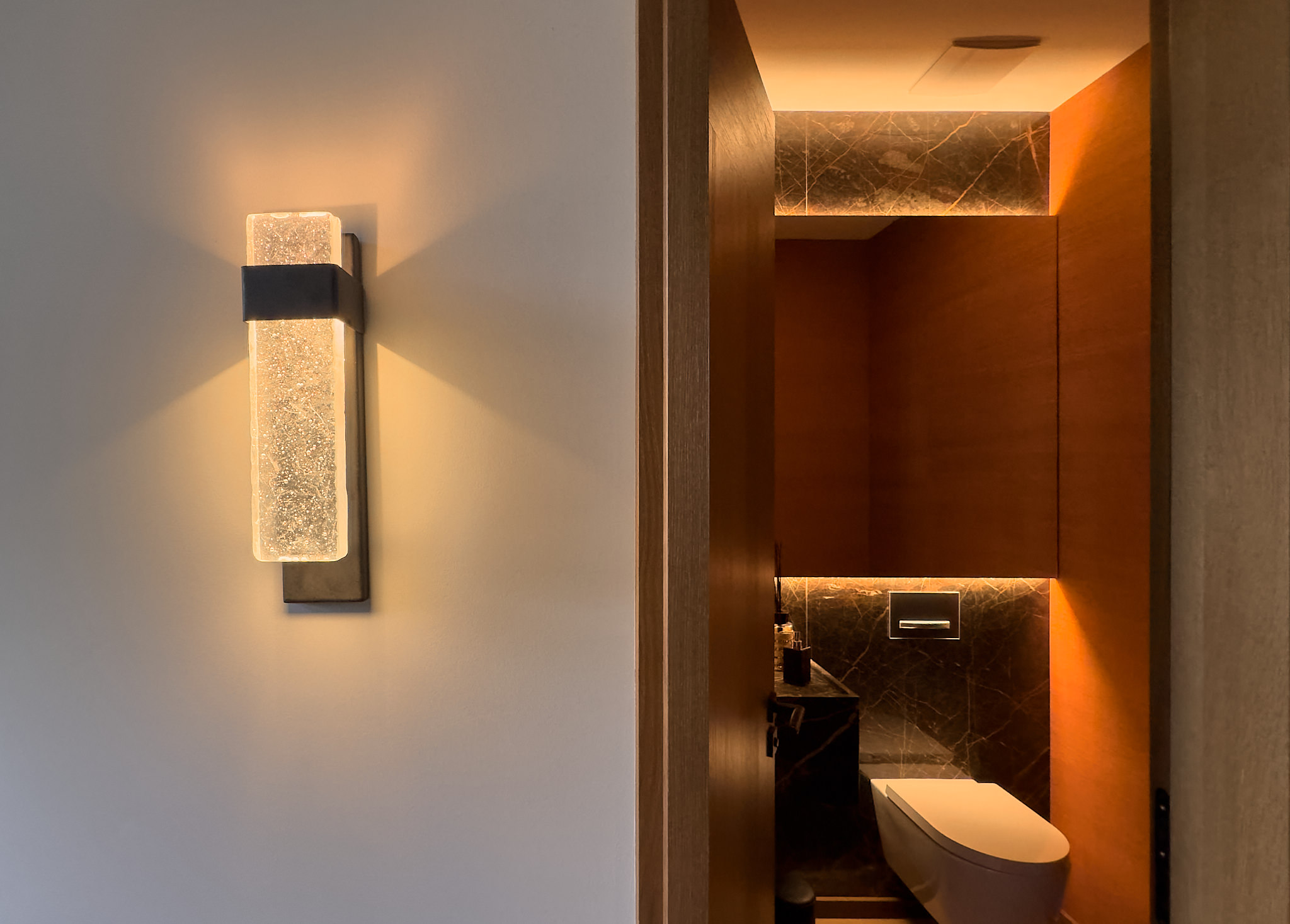 Estate H — Villa h wall sconce powder room