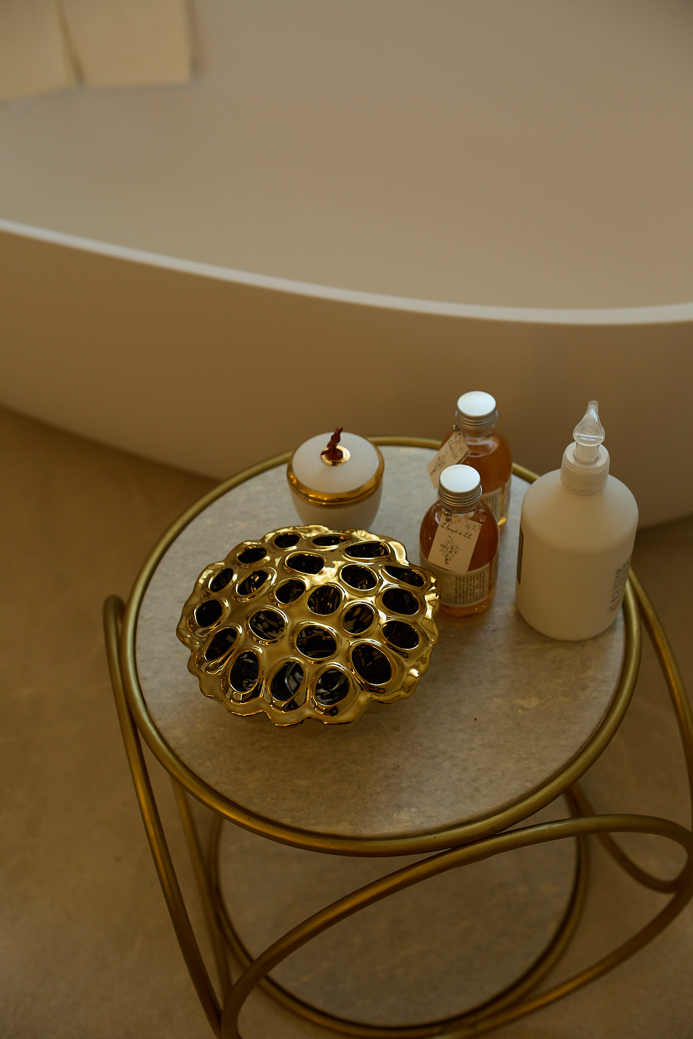 Seaside Villa CA — Bathroom gold object