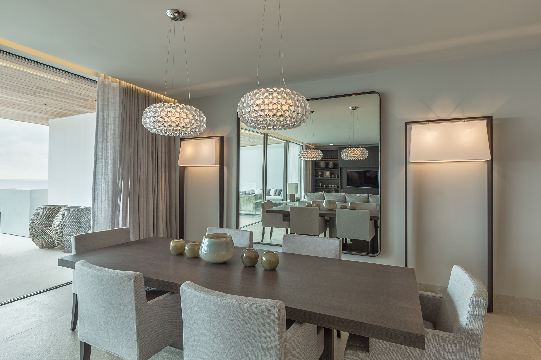 Apartment CA — Dining crystal pendants