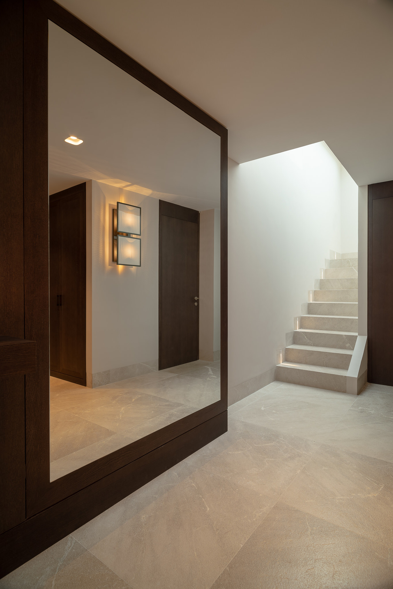 Penthouse CA — Staircase stone lit